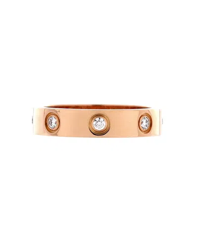 Pre-owned Pre-owned Cartier  Cartier Love Wedding Band 8 Diamonds Ring 18k Rose Gold With Diamonds In Pink