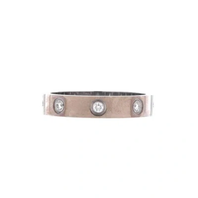 Pre-owned Cartier  Cartier Love Wedding Band 8 Diamonds Ring 18k White Gold With Diamonds