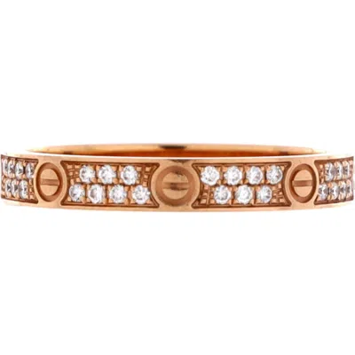 Pre-owned Cartier  Cartier Love Wedding Band Pave Diamonds Ring 18k Rose Gold And Diamonds Small