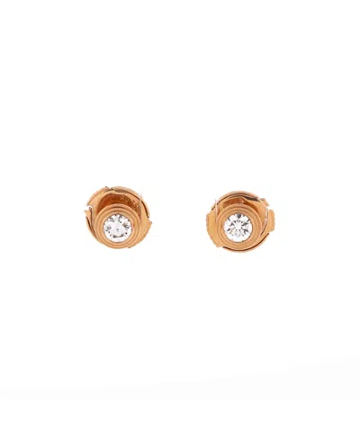 Pre-owned Pre-owned Cartier  Cartier Medium D'amour Stud Earrings 18k Rose Gold With Diamonds In Pink