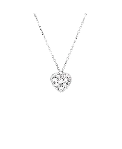 Pre-owned Pre-owned Cartier  Cartier Medium Heart Pendant Necklace 18k White Gold And Pave Diamonds, 16