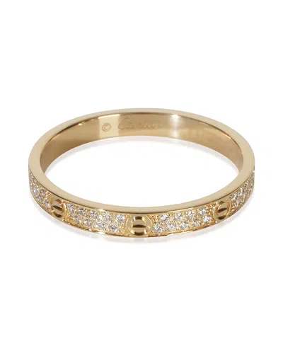 Pre-owned Pre-owned Cartier  Cartier Mini Pave Love 18k Yellow Gold Ring