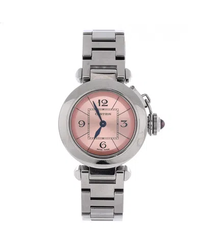Pre-owned Pre-owned Cartier  Cartier Miss Pasha Pink Dial Quartz Watch In Stainless Steel 27mm