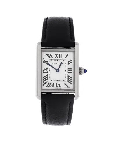 Pre-owned Pre-owned Cartier  Cartier Must De Cartier Tank Quartz Watch In Stainless Steel And Leather 25mm In Brown