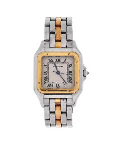 Pre-owned Pre-owned Cartier  Cartier Panthere De Cartier Quartz Watch In Stainless Steel And Gold 27mm In Brown