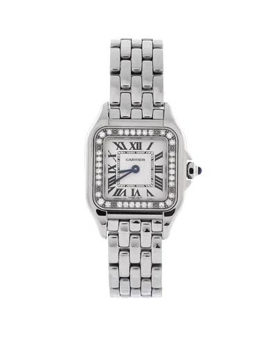 Pre-owned Pre-owned Cartier  Cartier Panthere De Cartier Quartz Watch In Stainless Steel With Diamond Bezel 22mm In Brown