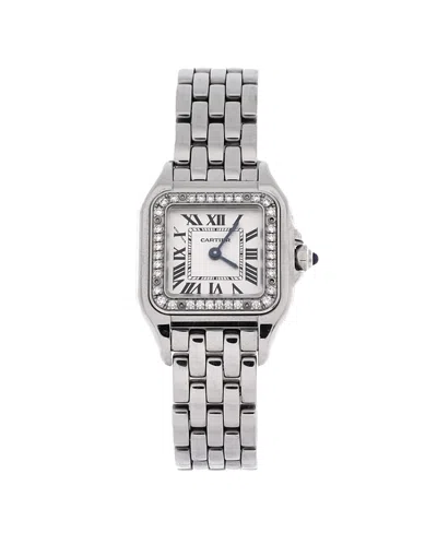 Pre-owned Pre-owned Cartier  Cartier Panthere De Cartier Quartz Watch In Stainless Steel With Diamond Bezel 22mm In Silver