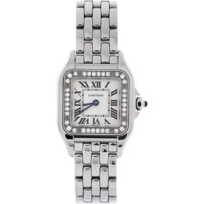 Pre-owned Cartier  Cartier Panthere De Cartier Quartz Watch Stainless Steel With Diamond Bezel 22 In Silver
