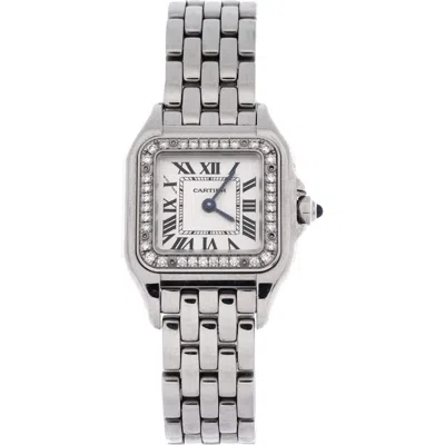 Pre-owned Cartier  Cartier Panthere De Cartier Quartz Watch Stainless Steel With Diamond Bezel 22 In Silver