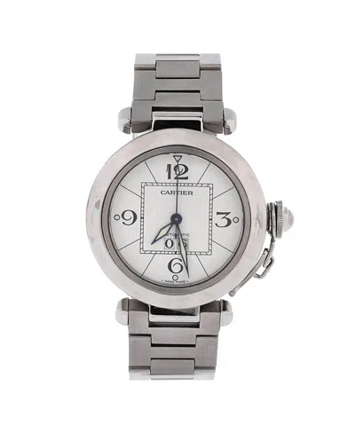 Pre-owned Pre-owned Cartier  Cartier Pasha C Big Date Automatic Watch In Stainless Steel 35mm In White