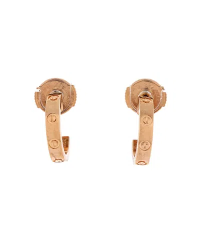 Pre-owned Pre-owned Cartier  Cartier Small Love Hoop Earrings 18k Rose Gold In Pink