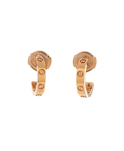 Pre-owned Pre-owned Cartier  Cartier Small Love Hoop Earrings 18k Rose Gold In Pink