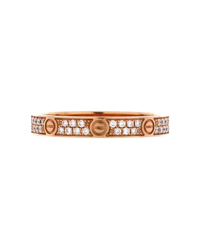 Pre-owned Pre-owned Cartier  Cartier Small Love Wedding Band Pave Diamonds Ring 18k Rose Gold And Diamonds In Pink