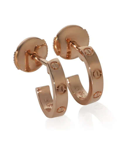 Pre-owned Pre-owned Cartier  Cartier Small Model Love Hoop 18k Rose Gold Earrings In Pink