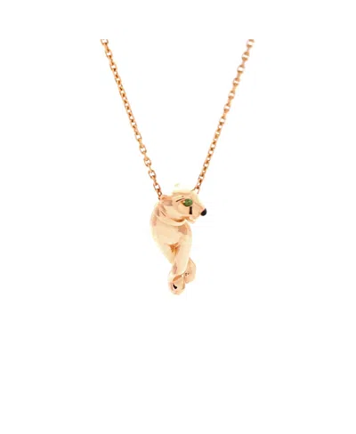 Pre-owned Pre-owned Cartier  Cartier Small Panthere De Cartier Pendant Necklace 18k Rose Gold With Lacquer And Tsavorit In Pink