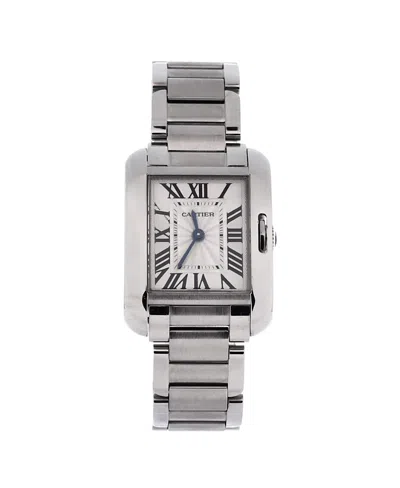 Pre-owned Pre-owned Cartier  Cartier Tank Anglaise Quartz Watch In Stainless Steel 23mm In Dial Color: Natural