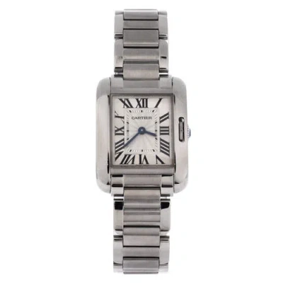 Pre-owned Cartier  Cartier Tank Anglaise Quartz Watch Stainless Steel 23 In Silver