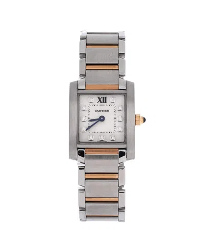 Pre-owned Pre-owned Cartier  Cartier Tank Francaise Quartz Watch In Stainless Steel And Rose Gold With Diamond Markers  In Silver