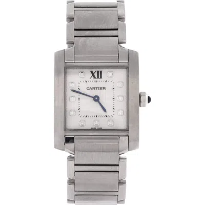 Pre-owned Cartier  Cartier Tank Francaise Quartz Watch Stainless Steel With Diamond Markers 25 In Silver