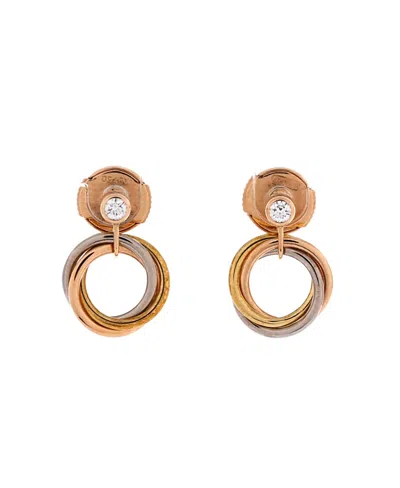 Pre-owned Pre-owned Cartier  Cartier Trinity Dangle Earrings 18k Tricolor Gold With Diamond