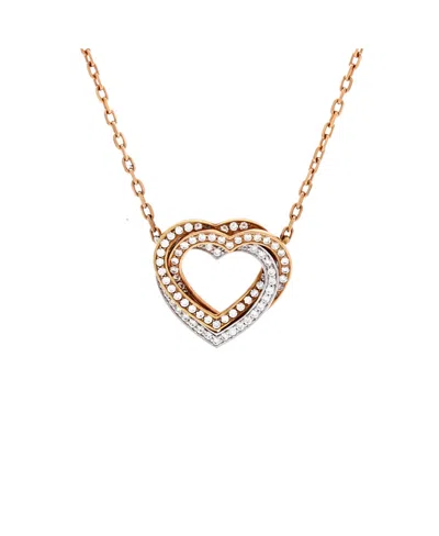 Pre-owned Pre-owned Cartier  Cartier Trinity De Cartier Heart Pendant Necklace 18k Tricolor Gold With Pave Diamonds, 16