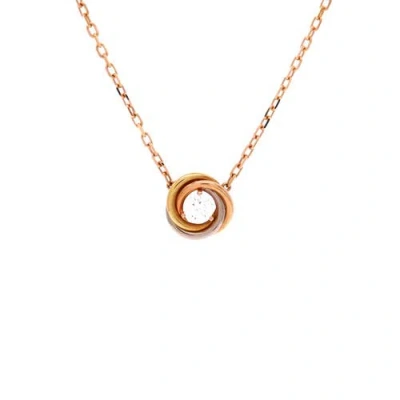 Pre-owned Cartier  Cartier Trinity Diamond Pendant Necklace 18k Tricolor Gold And Diamond