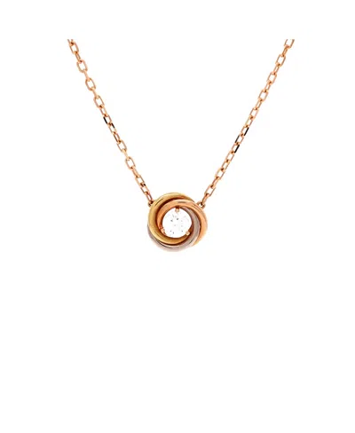 Pre-owned Pre-owned Cartier  Cartier Trinity Diamond Pendant Necklace 18k Tricolor Gold And Diamond, 16