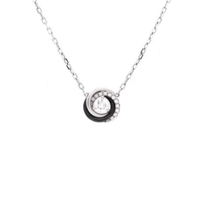 Pre-owned Cartier  Cartier Trinity Diamond Pendant Necklace 18k White Gold With Diamonds And Ceramic