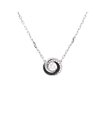 Pre-owned Pre-owned Cartier  Cartier Trinity Diamond Pendant Necklace 18k White Gold With Diamonds And Ceramic, 16.25