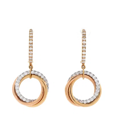 Pre-owned Pre-owned Cartier  Cartier Trinity Hoop Dangle Earrings 18k Tricolor Gold With Diamonds In K Gold