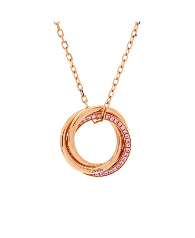 Pre-owned Pre-owned Cartier  Cartier Trinity Pendant Necklace 18k Rose Gold With Pave Pink Sapphires, 17.25