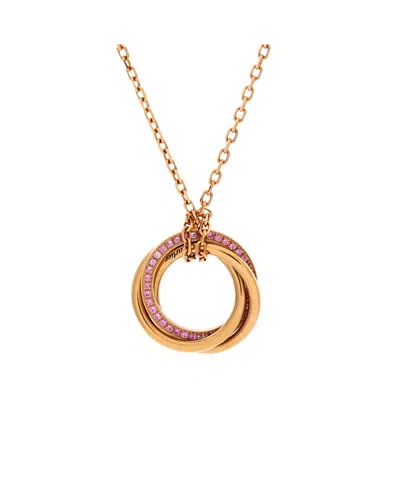 Pre-owned Pre-owned Cartier  Cartier Trinity Pendant Necklace 18k Rose Gold With Pave Pink Sapphires, 17.5