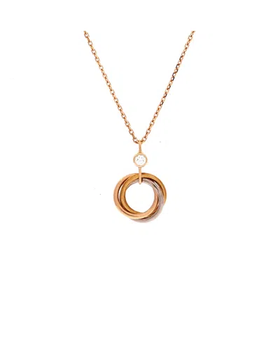Pre-owned Pre-owned Cartier  Cartier Trinity Pendant Necklace 18k Tricolor Gold With Diamond, 15.75 In K Gold