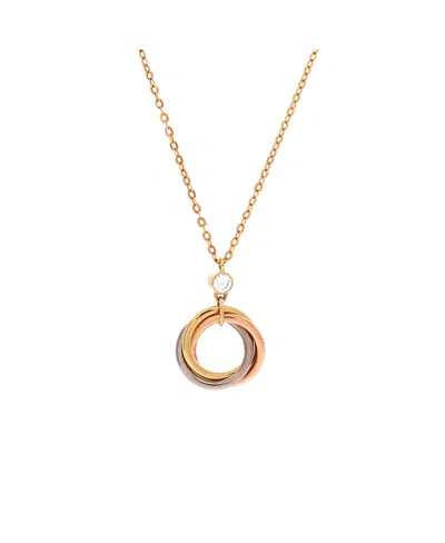 Pre-owned Pre-owned Cartier  Cartier Trinity Pendant Necklace 18k Tricolor Gold With Diamond, 17 In K Gold