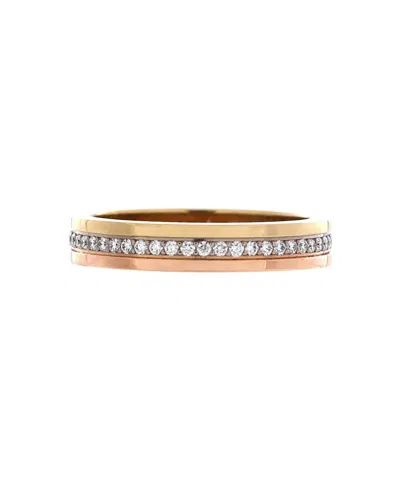 Pre-owned Pre-owned Cartier  Cartier Vendome Louis Cartier Wedding Band Ring 18k Tricolor Gold With Diamonds