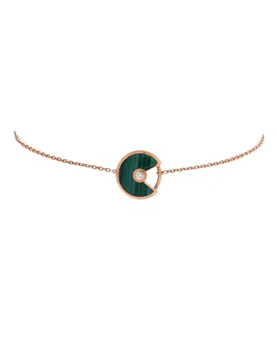 Pre-owned Pre-owned Cartier  Cartier Xs Amulette De Cartier Bracelet 18k Rose Gold With Diamond And Malachite In Pink