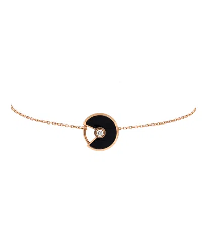 Pre-owned Pre-owned Cartier  Cartier Xs Amulette De Cartier Bracelet 18k Rose Gold With Diamond And Onyx In Pink