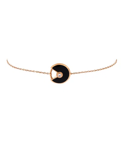 Pre-owned Pre-owned Cartier  Cartier Xs Amulette De Cartier Bracelet 18k Rose Gold With Diamond And Onyx In Pink