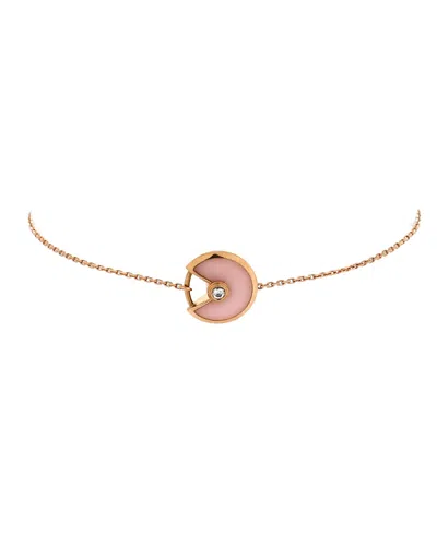 Pre-owned Pre-owned Cartier  Cartier Xs Amulette De Cartier Bracelet 18k Rose Gold With Diamond And Pink Opal