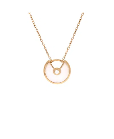 Pre-owned Pre-owned Cartier  Cartier Xs Amulette De Cartier Pendant Necklace 18k Gold With Mother Of Pearl And Diamond,