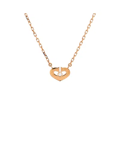 Pre-owned Pre-owned Cartier  Cartier Xs C Heart De Cartier Pendant Necklace 18k Rose Gold With Diamond, 15.5 In Pink