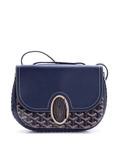 Pre-owned Pre-owned Goyard  Goyard 233 Bag Coated Canvas And Leather In Navy Blue