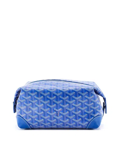 Pre-owned Pre-owned Goyard  Goyard 25 Boeing Trousse De Toilette Pouch Coated Canvas In Blue