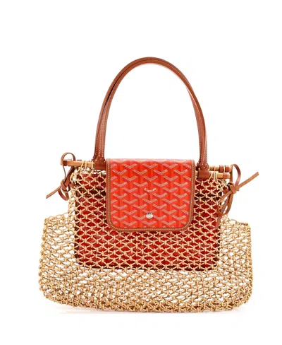 Pre-owned Pre-owned Goyard  Goyard Aligre Bag Raffia Net With Coated Canvas