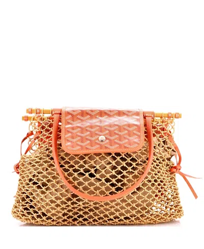 Pre-owned Pre-owned Goyard  Goyard Aligre Bag Raffia Net With Coated Canvas In Natural/ Pink