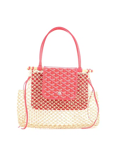 Pre-owned Pre-owned Goyard  Goyard Aligre Bag Raffia Net With Coated Canvas In Pink