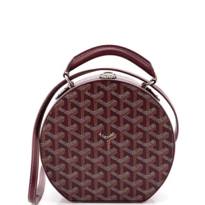 Pre-owned Goyard  Goyard Alto Hatbox Bag Coated Canvas In Burgundy