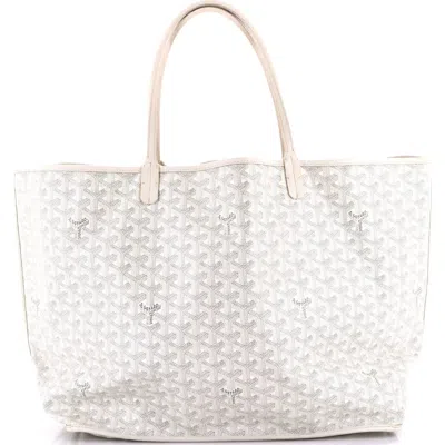 Pre-owned Goyard  Goyard Anjou Reversible Tote Coated Canvas Gm In White