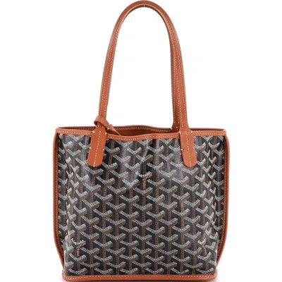 Pre-owned Goyard  Goyard Anjou Reversible Tote Coated Canvas Mini In Brown