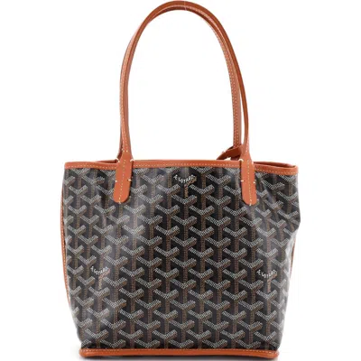 Pre-owned Goyard  Goyard Anjou Reversible Tote Coated Canvas Mini In Brown